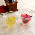 double wall clear glass cup heart shaped